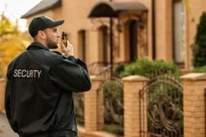 Security guard monitoring a residential property in Downtown Seattle